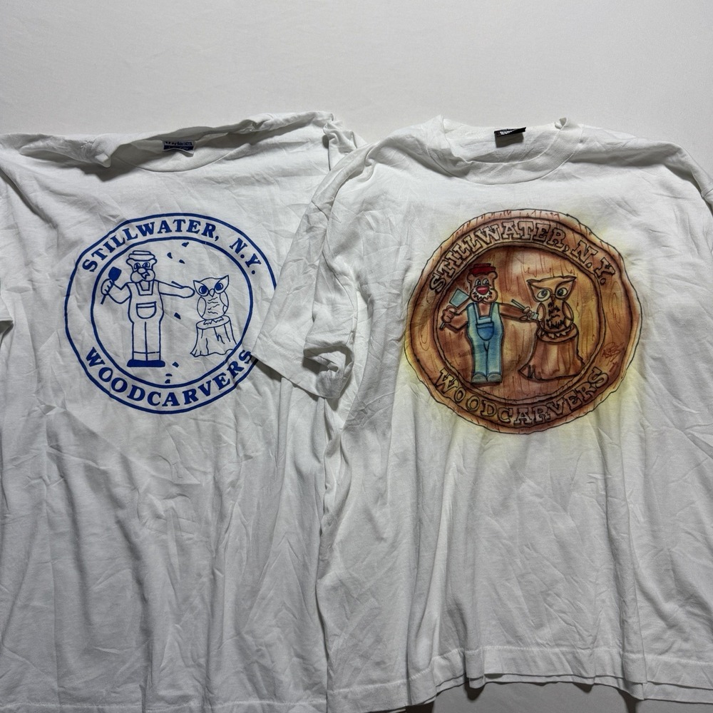 Vintage Stillwater NY Woodcarvers T-Shirt Lot 2 Hanes Screen Stars 50/50 XL